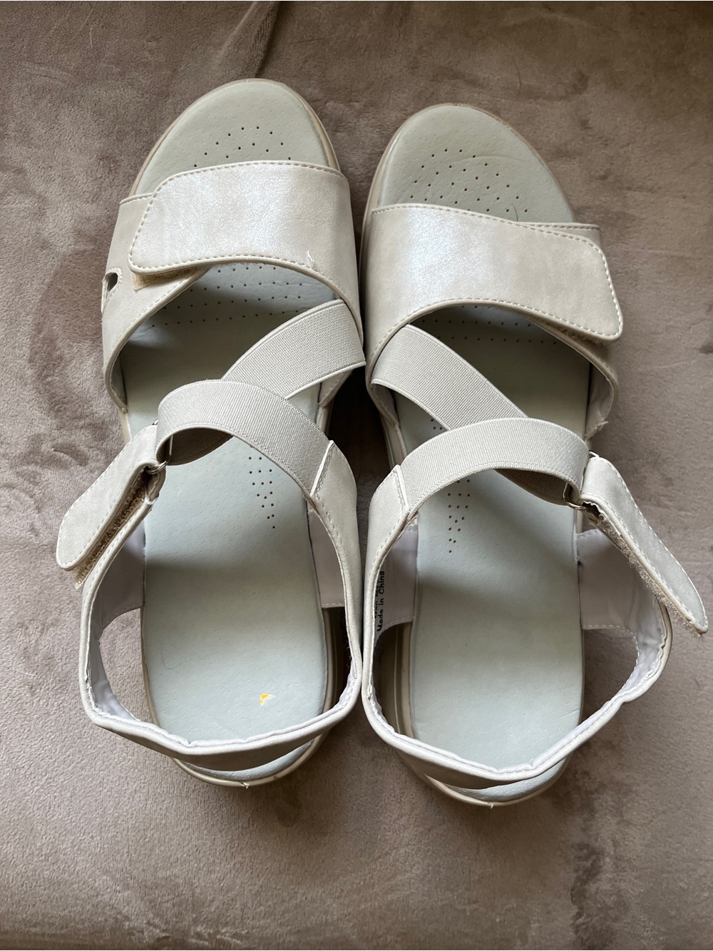 Easy Spirit Draco White Double Strap Athletic Walking Sandals